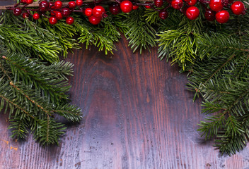 Red christmas baubles on the snow. christmas decorations