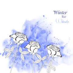 Background  with watercolors and flowers