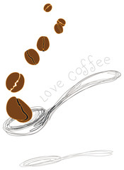 coffee beans folling in spoon