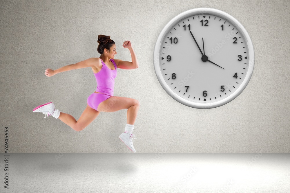 Poster composite image of fit brunette running