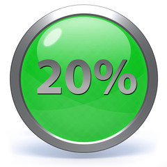 Twenty percent circular icon on white background