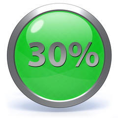 Thirty percent circular icon on white background