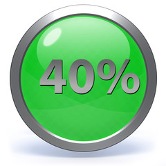 Fourty percent circular icon on white background