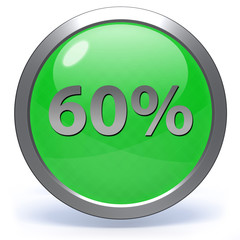 Sixty percent circular icon on white background