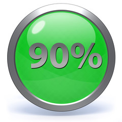 Ninety percent circular icon on white background