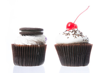 Velvet cupcakes isolate