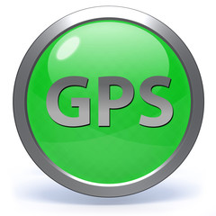Gps circular icon on white background