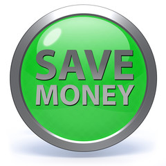 Save money circular icon on white background