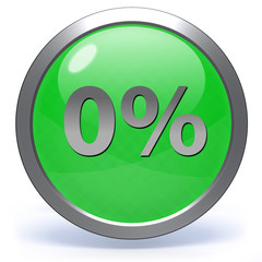 Zero percent circular icon on white background