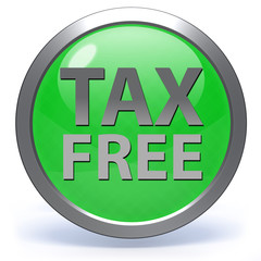 Tax free circular icon on white background