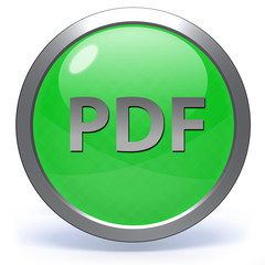 Pdf circular icon on white background