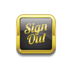 Sign Out Gold Vector Icon Button