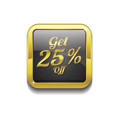 Get 25 Percent Gold Vector Icon Button