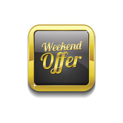 Weekend Offer Gold Vector Icon Button