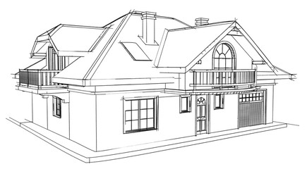 Drawing home on a white background