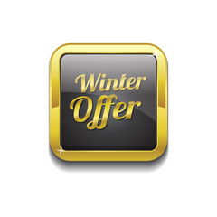 Winter Offer Gold Vector Icon Button
