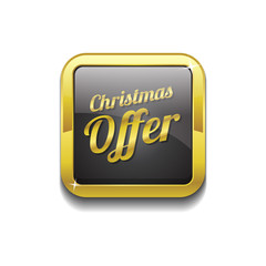 Christmas Offer Gold Vector Icon Button