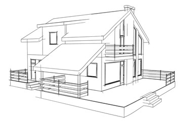 Drawing home on a white background