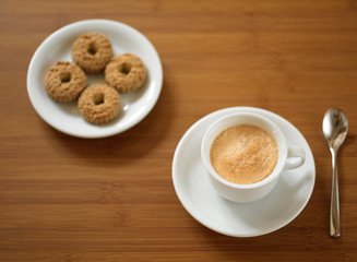 Espresso coffee with cookies