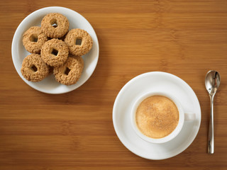 Espresso coffee with cookies