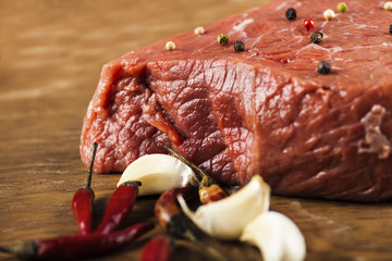raw fillet of beef with spices