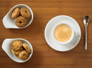 Espresso coffee with cookies