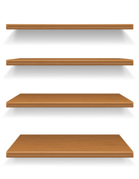 wooden shelves vector illustration