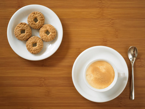 Espresso coffee with cookies