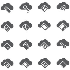 Set of vector icons. Cloud storage concept.