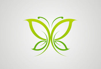 Eco green butterfly logo vector