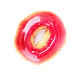 Pink donut isolated on white background