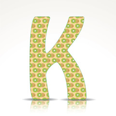 The letter K of the alphabet made of Kiwi