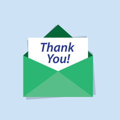 Green envelope with thank you letter