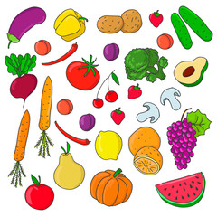Set of fruit and vegetables