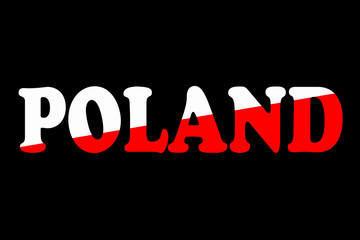 Poland flag on the black background