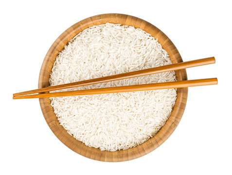 bowl of rice with sticks