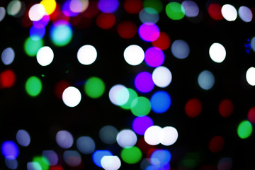 Bokeh lights of the Christmas tree.