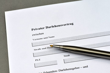 Darlehen, Privatkredit, Schulden, Zinsen, Vertrag, Quittung