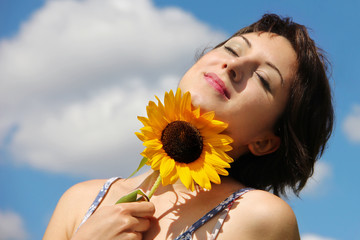 Happy woman looking peaceful