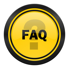 faq icon, yellow logo,