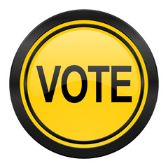 vote icon, yellow logo,