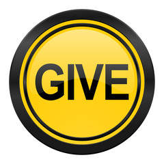 give icon, yellow logo,