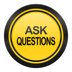 ask questions icon, yellow logo,