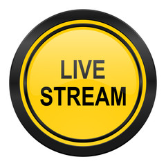 live stream icon, yellow logo,