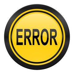 error icon, yellow logo,