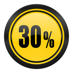 30 percent icon, yellow logo, sale sign