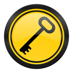 key icon, yellow logo, secure symbol