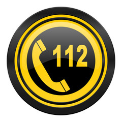 emergency call icon, yellow logo, 112 call sign
