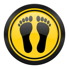 foot icon, yellow logo,