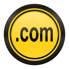 com icon, yellow logo,